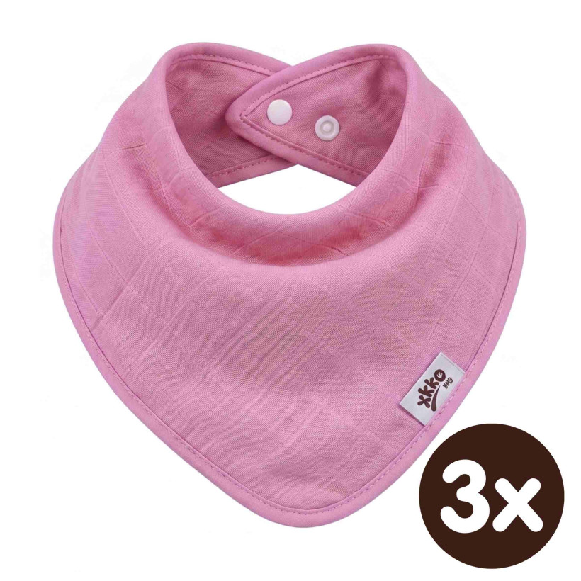 Bambusový slintáček XKKO BMB - Baby Pink 3x1ks VO bal.