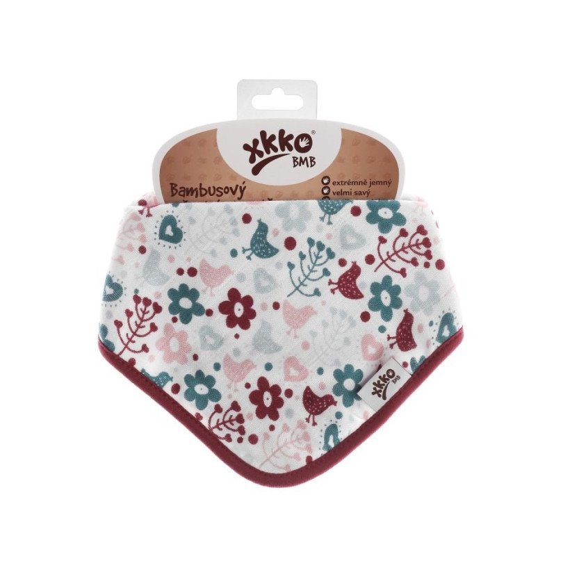 Bambusový slintáček XKKO BMB - Flowers&Birds Girls 3x1ks VO bal.