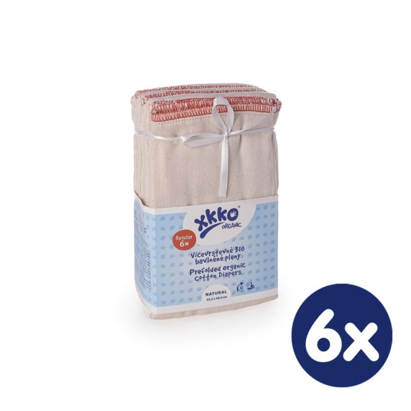 Vícevrstvé plenky XKKO Organic (4/8/4) - Regular Natural 6x6ks (VO bal.)