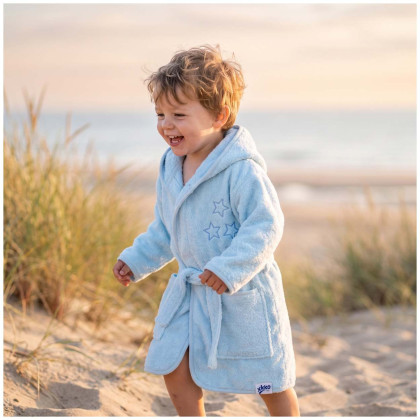 Dětský biobavlněný froté župan XKKO Organic - Baby Blue Stars