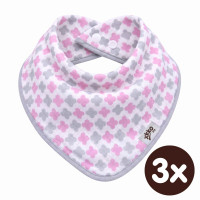 Bambusový slintáček XKKO BMB - Scandinavian Baby Pink Cross 3x1ks VO bal.