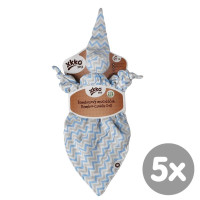 Bambusový muchláček XKKO BMB - Baby Blue Chevron 5x1ks VO bal.