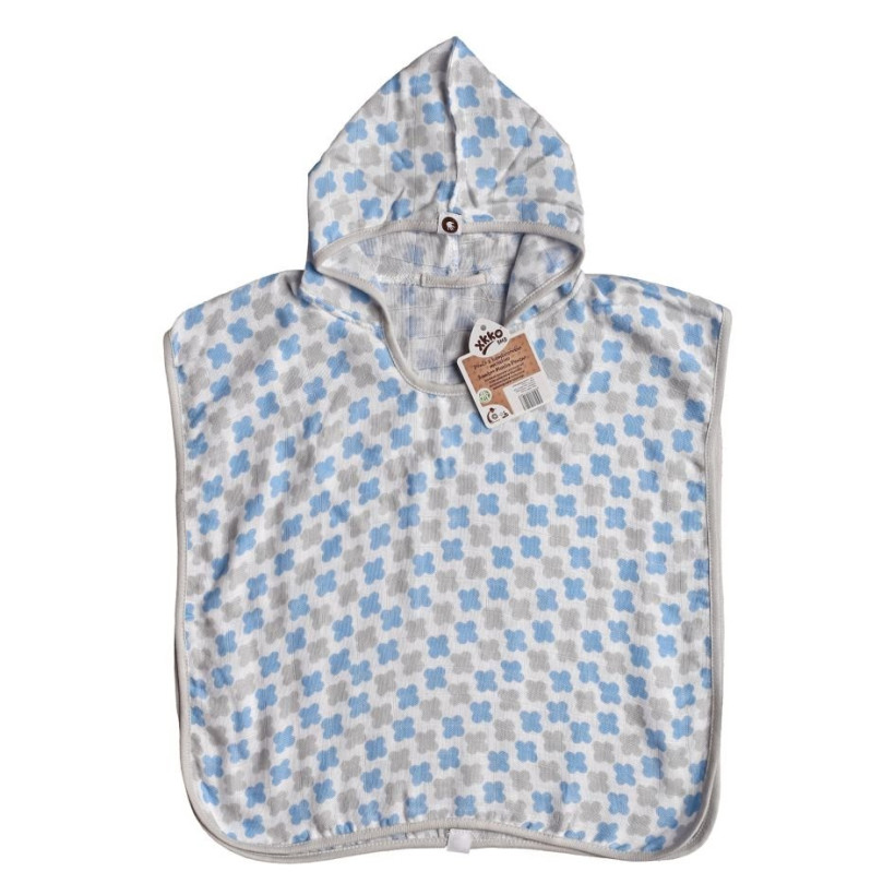 Bambusové mušelínové pončo XKKO BMB - Cross Baby Blue Vel. 2