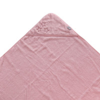 BIO bavlněná froté osuška s kapucí XKKO Organic 90x90 - Baby Pink Stars