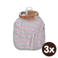 Bambusový bryndáček XKKO BMB - Baby Pink Chevron 3x1ks VO bal.