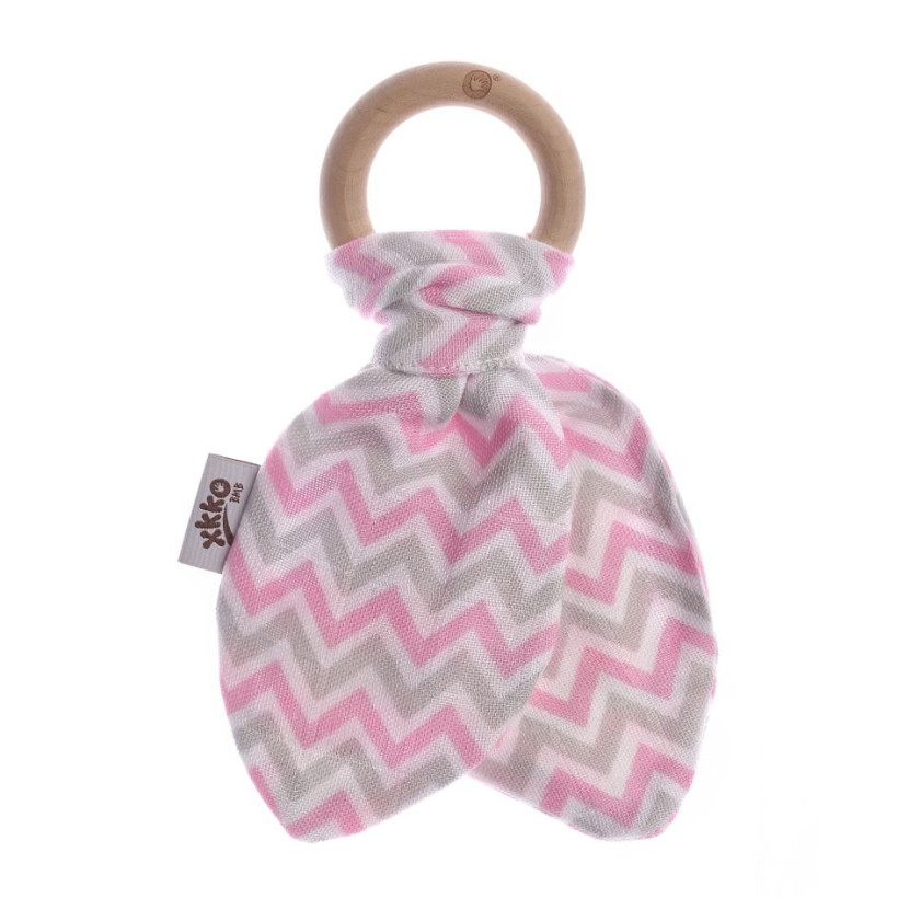 Kousátko XKKO BMB Lístky - Chevron Baby Pink 6x1ks (VO bal.)