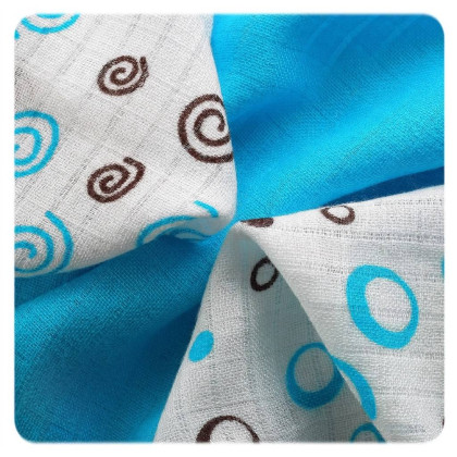 Bambusové ubrousky XKKO BMB Spirals&Bubbles Cyan MIX 30x30cm
