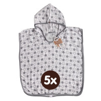 Bambusové mušelínové pončo XKKO BMB - Silver Little Stars 5x1ks (VO bal.)