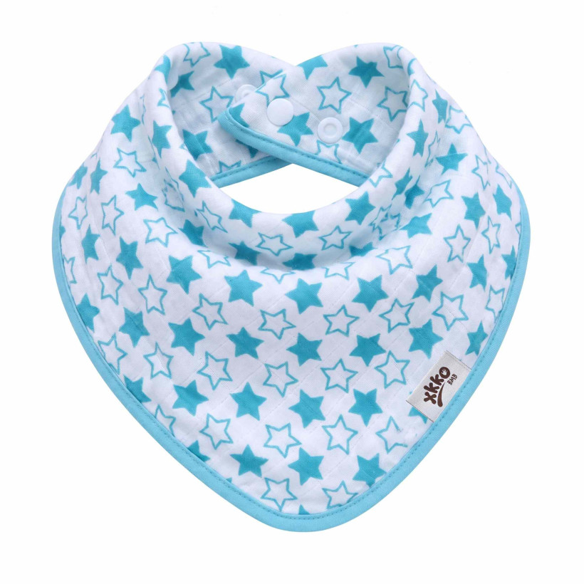 Bambusový slintáček XKKO BMB - Little Stars Turquoise 3x1ks VO bal.