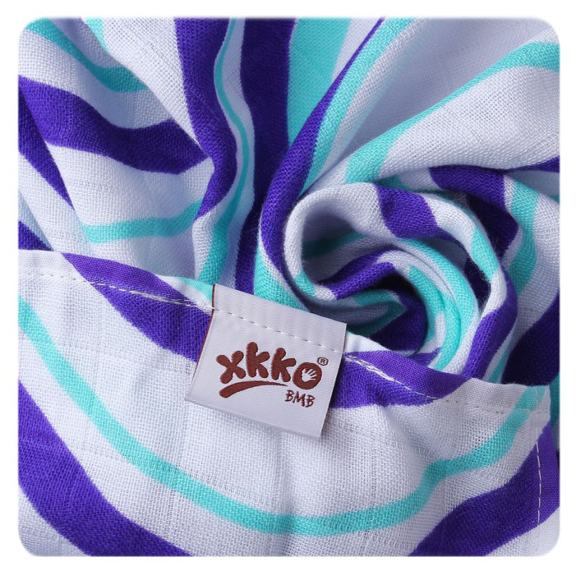 Bambusové pleny XKKO BMB 70x70cm - Hearts&Waves Ocean Blue MIX 10x3ks VO bal.