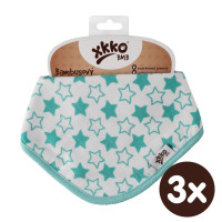 Bambusový slintáček XKKO BMB - Little Stars Turquoise 3x1ks VO bal.