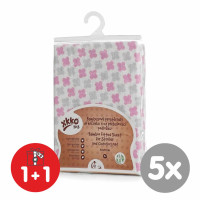 Bambusové prostěradlo s gumou XKKO BMB 50x70 - Baby Pink Cross 5x1ks (VO bal.)
