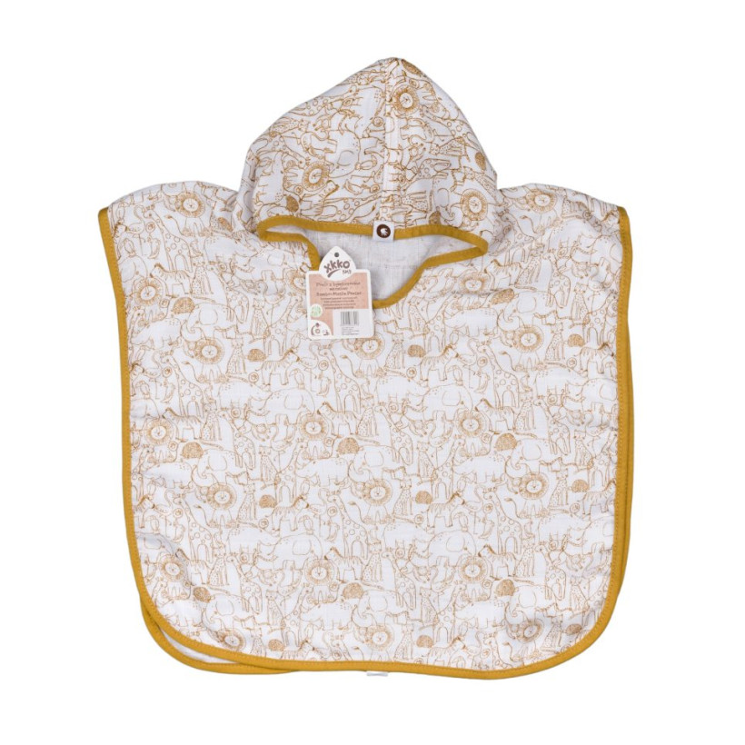 Bambusové mušelínové pončo XKKO BMB Safari - W/Honey Mustard Vel.1