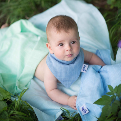 Dětský slintáček XKKO Organic Staré časy Ocean Blue