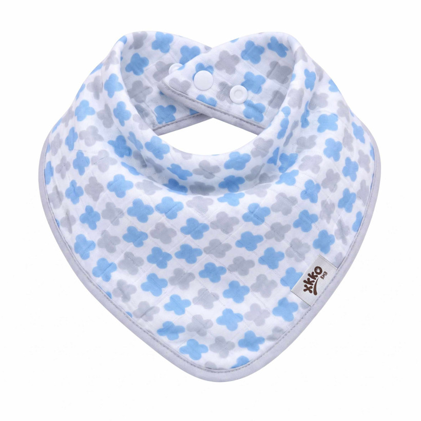 Bambusový slintáček XKKO BMB - Scandinavian Baby Blue Cross 3x1ks VO bal.