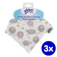 Dětský slintáček XKKO Organic - Dreamy Sheeps 3x1ks VO bal.