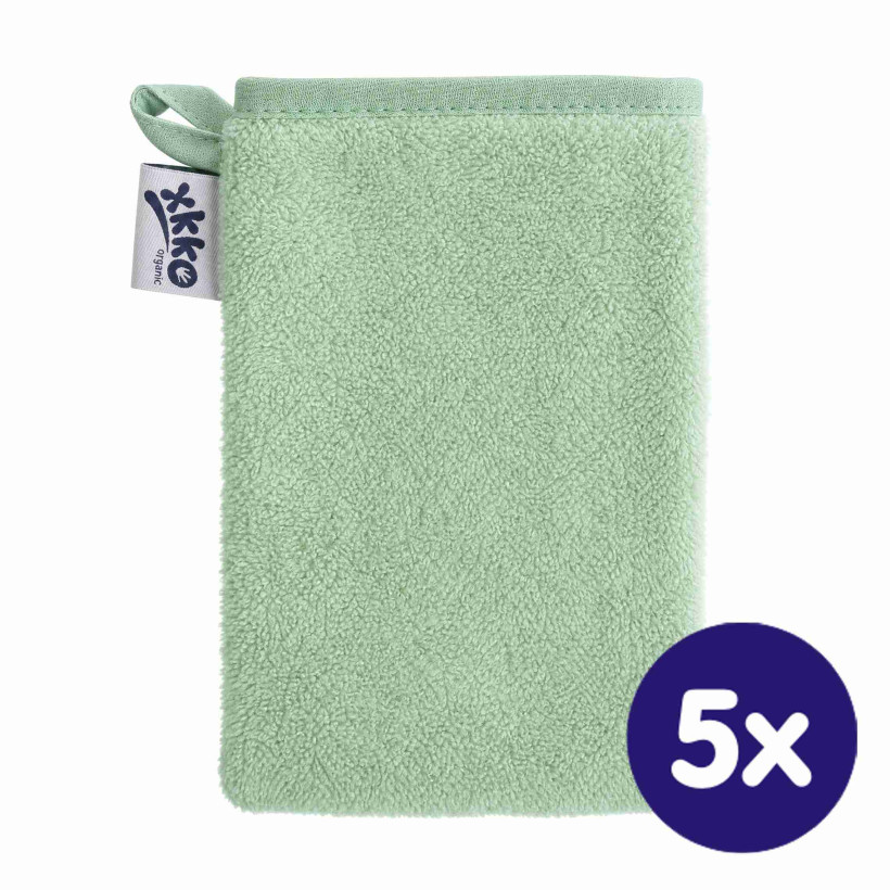 BIO bavlněná froté žínka XKKO Organic - Mint 5x1ks (VO bal.)