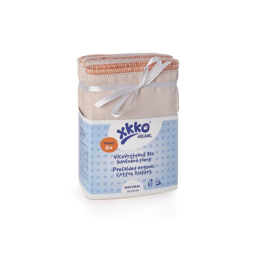 Vícevrstvé plenky XKKO Organic (4/8/4) - Infant Natural 24x6ks (VO bal.)