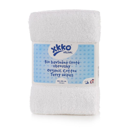 BIO bavlněné froté ubrousky XKKO Organic 40x40 - White