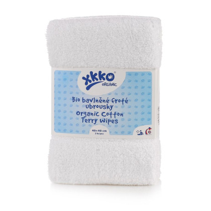 BIO bavlněné froté ubrousky XKKO Organic 40x40 - White