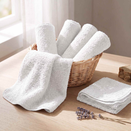 BIO bavlněné froté ubrousky XKKO Organic 21x21-  Bílé