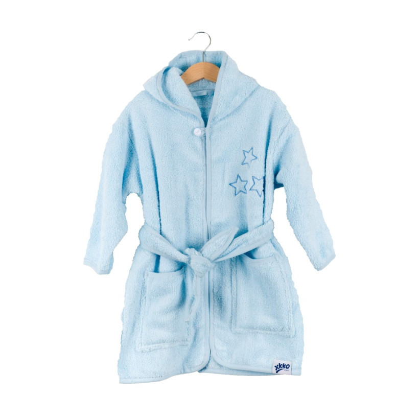 Dětský biobavlněný froté župan XKKO Organic - Baby Blue Stars 12-24m