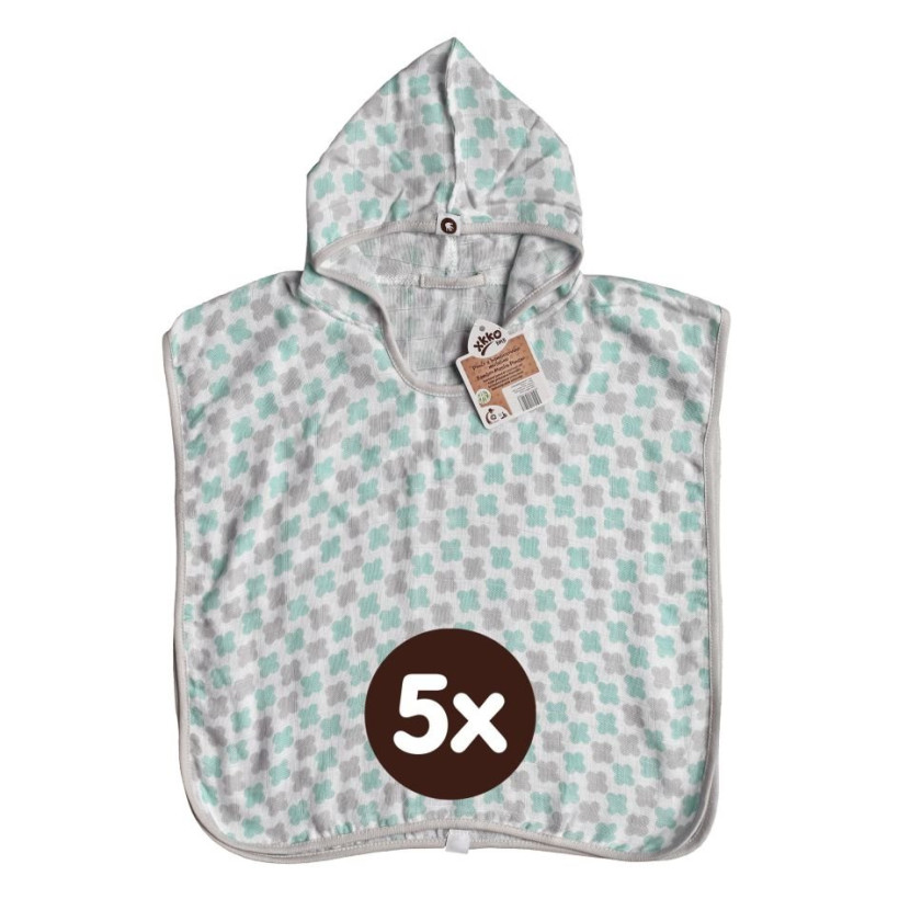 Bambusové mušelínové pončo XKKO BMB - Cross Mint 5x1ks (VO bal.)