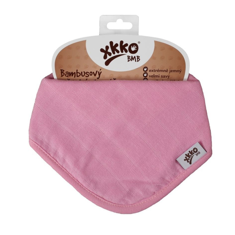 Bambusový slintáček XKKO BMB - Baby Pink 3x1ks VO bal.