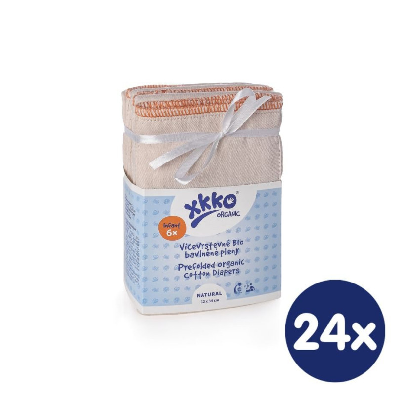 Vícevrstvé plenky XKKO Organic (4/8/4) - Infant Natural 24x6ks (VO bal.)