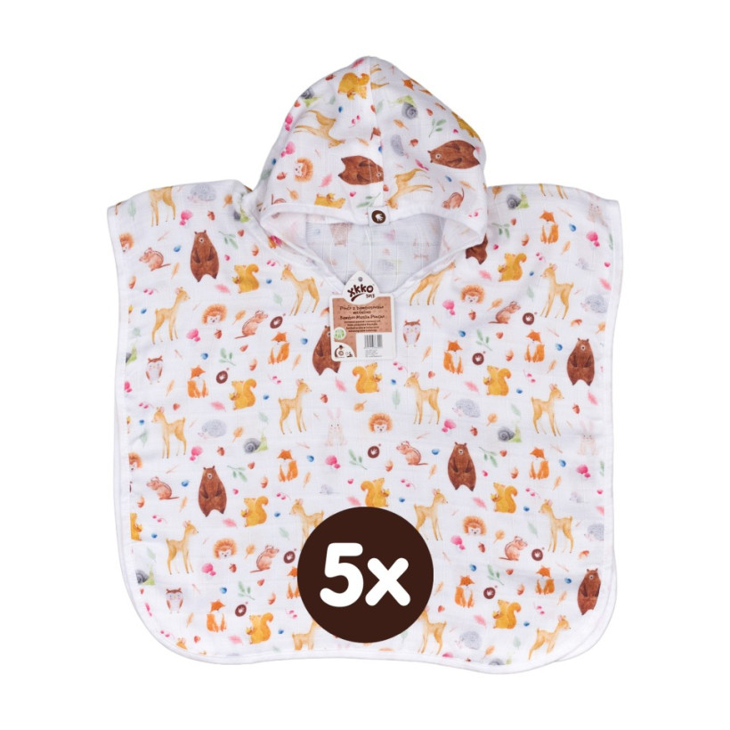 Bambusové mušelínové pončo XKKO BMB Digi - Wild Forest Vel.2 5x1ks (VO bal.)